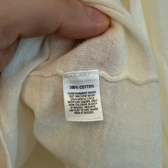 Hinge Cream Button-Down Women's Baby doll Y2K Cotton Lightweight Cardigan, M - Picture 3 of 6